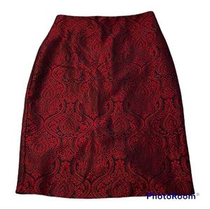 💗3/$12💗 Worthington Floral Detail Red & Black Midi Skirt